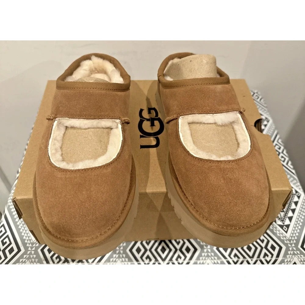 UGG Youth Size 6/ EU 38 Bea Mary Jane‎ Chunky Platform Mules Chestnut Authentic